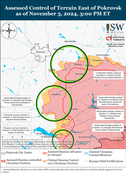 Mappa delle operazioni militari del 4 novembre 2024 - situazione al fronte