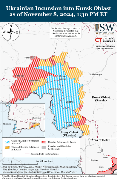 Mappa delle operazioni militari del 9 novembre 2024 - situazione al fronte