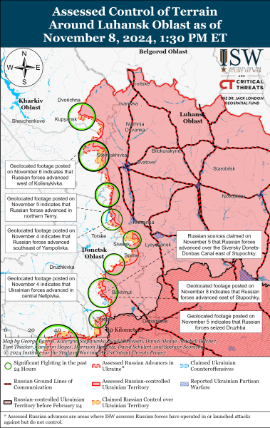 Mappa delle operazioni militari del 9 novembre 2024 - situazione al fronte