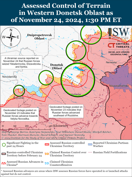 Mappa delle operazioni militari del 25 novembre 2024 - situazione al fronte