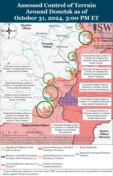 Mappa delle operazioni militari al 1 novembre 2024 — situazione al fronte