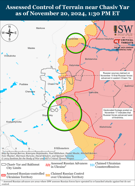 Mappa delle operazioni militari al 21 novembre 2024 - situazione al fronte