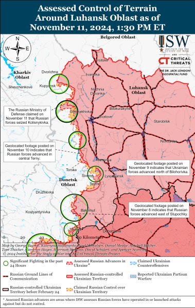 Mappa delle operazioni militari al 12 novembre 2024 - situazione al fronte