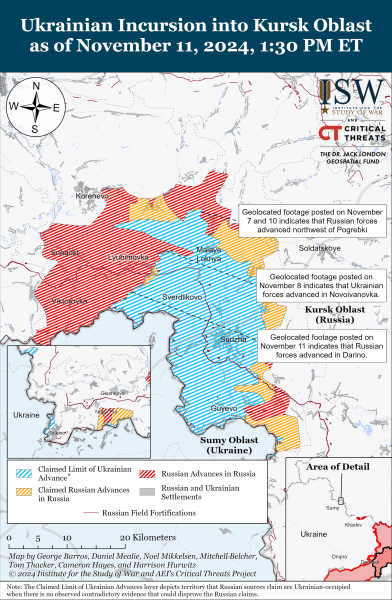 Mappa delle operazioni militari del 12 novembre 2024 - situazione al fronte