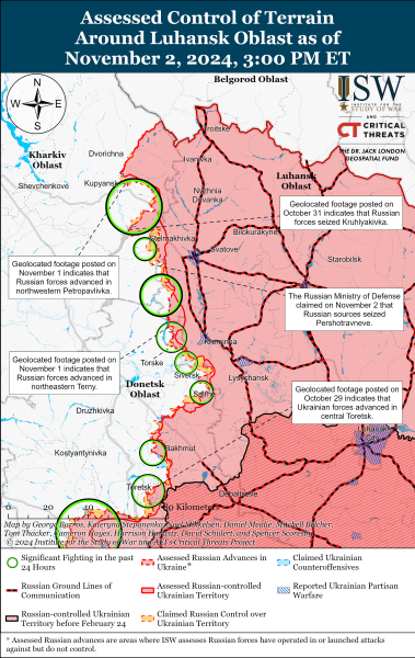 Mappa delle operazioni militari del 3 novembre 2024 - la situazione al fronte