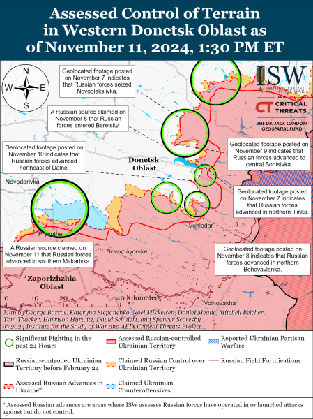 Mappa delle operazioni militari del 12 novembre 2024 - situazione al fronte 