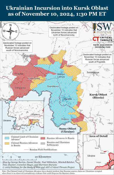 Mappa delle operazioni militari all'11 novembre 2024 - la situazione al fronte