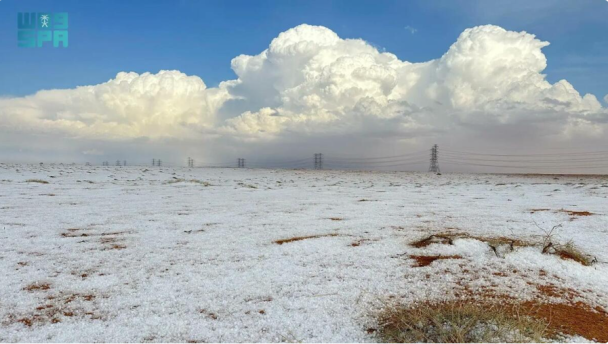 Un fenomeno senza precedenti: il deserto dell'Arabia Saudita è stato coperto di neve per la prima volta