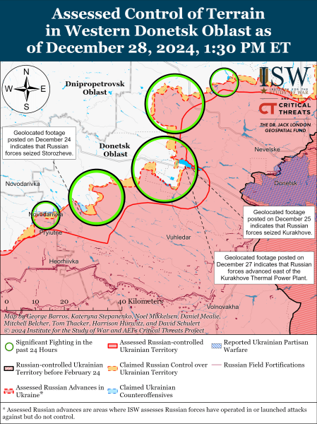 Mappa delle operazioni militari del 29 dicembre 2024 - situazione al fronte