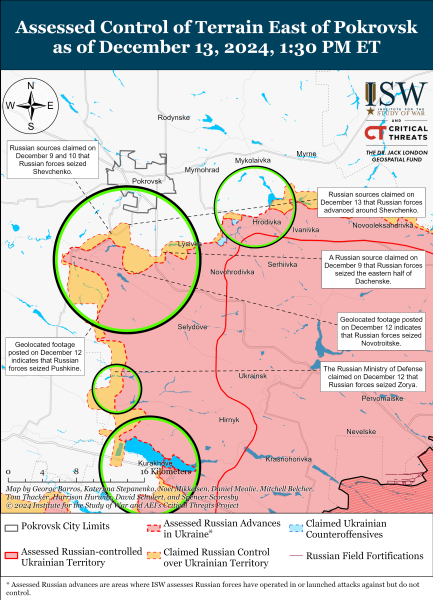 Mappa delle operazioni militari del 14 dicembre 2024 – situazione al fronte