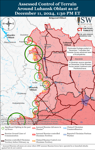 Mappa delle operazioni militari al 12 dicembre 2024 - situazione al fronte