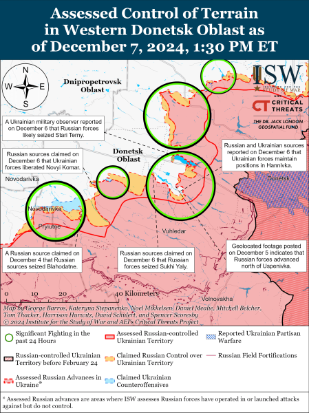 Mappa delle operazioni militari dell'8 dicembre 2024 - la situazione al fronte