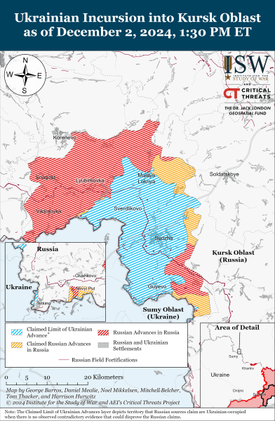 Mappa delle operazioni militari del 3 dicembre 2024 - situazione al fronte