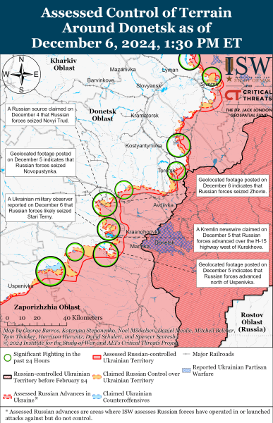 Mappa delle operazioni militari del 7 dicembre 2024 - situazione al fronte