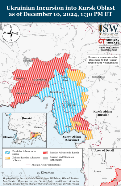 Mappa delle operazioni militari dell'11 dicembre 2024 - situazione al fronte