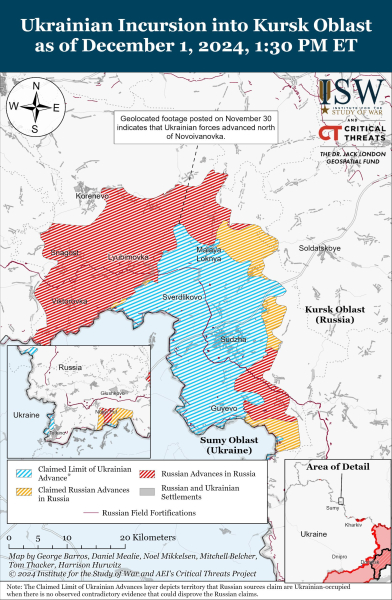 Mappa delle operazioni militari del 2 dicembre 2024 — situazione al fronte