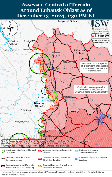 Mappa delle operazioni militari al 14 dicembre 2024 - situazione al fronte