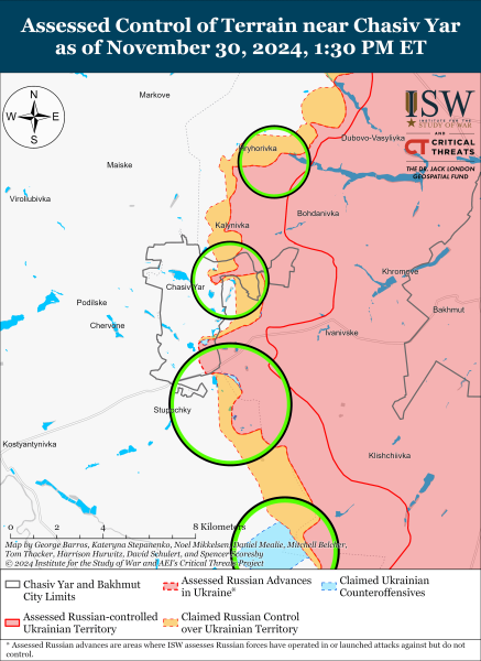 Mappa delle operazioni militari al 1 dicembre 2024 - situazione al fronte