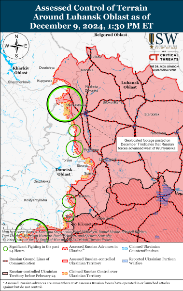 Mappa delle operazioni militari al 10 dicembre 2024 - situazione al fronte