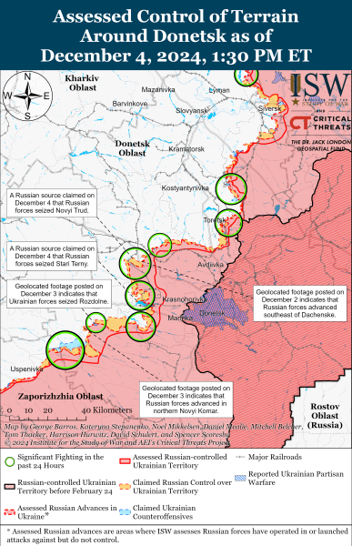 Mappa delle operazioni militari del 5 dicembre 2024 - situazione al fronte