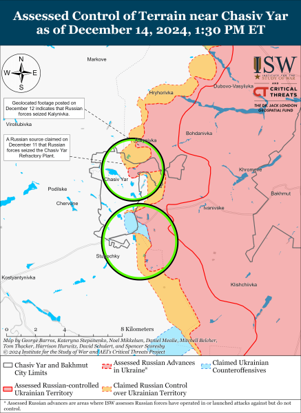 Mappa delle operazioni militari del 15 dicembre 2024 - situazione al fronte