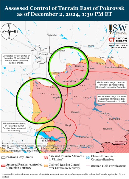 Mappa delle operazioni militari per il 3 dicembre 2024 - situazione al fronte