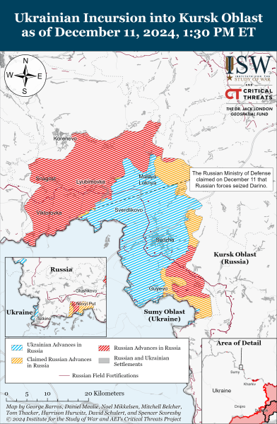 Mappa delle operazioni militari per il 12 dicembre 2024 - situazione al fronte