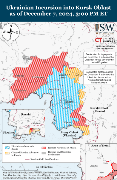 Mappa delle operazioni militari dell'8 dicembre 2024 - situazione al fronte