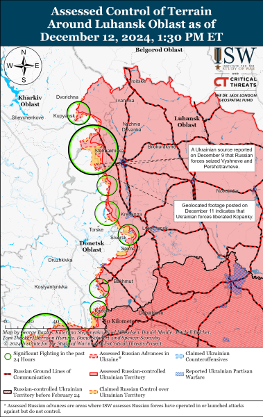 Mappa delle operazioni militari per il 13 dicembre 2024 - situazione al fronte