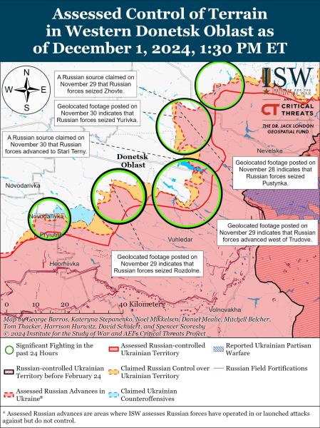 Mappa delle operazioni militari del 2 dicembre 2024 - situazione al fronte