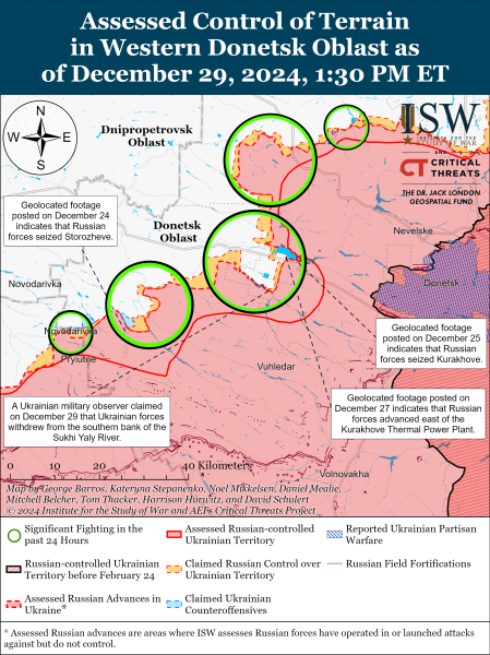 Mappa delle operazioni militari al 30 dicembre 2024 - situazione al fronte