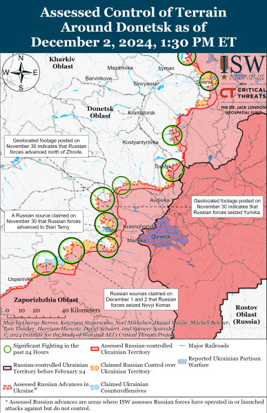 Mappa delle operazioni militari per il 3 dicembre 2024 - situazione al fronte