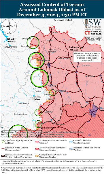 Mappa delle operazioni militari del 4 dicembre 2024 - situazione al fronte