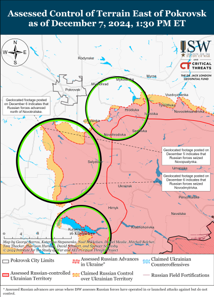 Mappa delle operazioni militari dell'8 dicembre 2024 - situazione al fronte