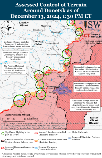 Mappa delle operazioni militari del 14 dicembre 2024 – situazione al fronte