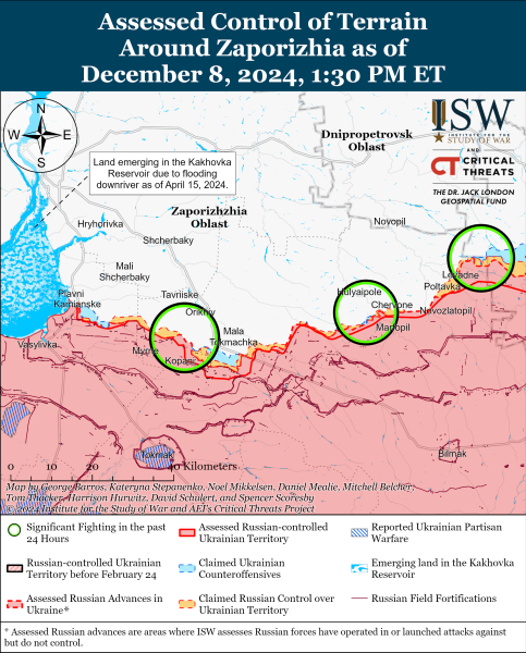 Mappa delle operazioni militari del 9 dicembre 2024 - situazione al fronte