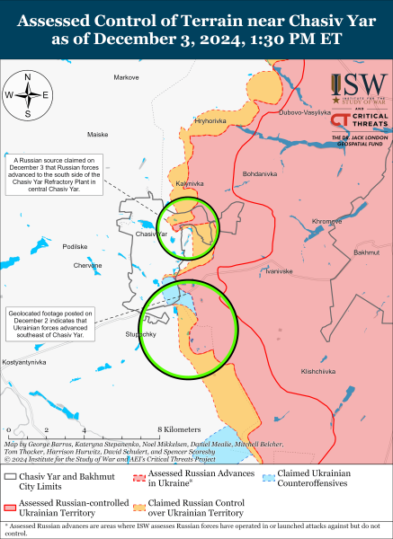 Mappa delle operazioni militari del 4 dicembre 2024 - situazione al fronte