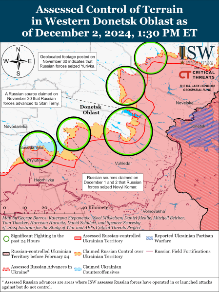 Mappa delle operazioni militari del 3 dicembre 2024 - situazione al fronte