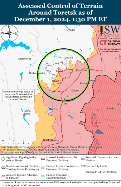 Mappa delle operazioni militari per il 2 dicembre 2024 — situazione al fronte