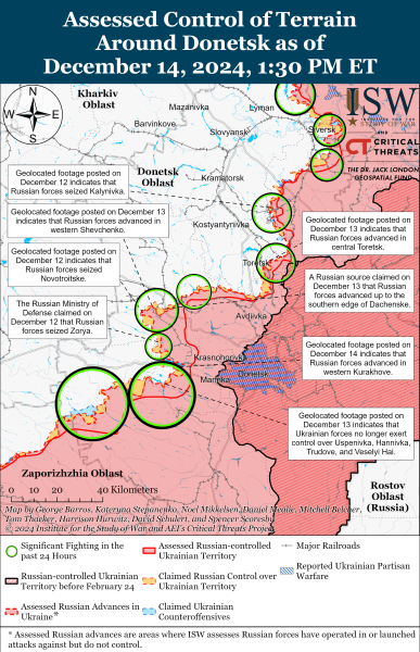 Mappa delle operazioni militari per il 15 dicembre 2024 - la situazione al fronte