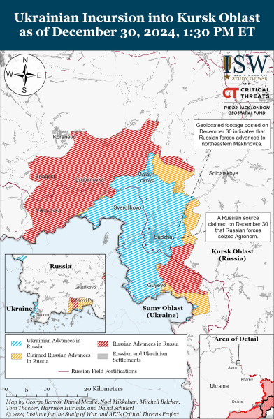 Mappa delle operazioni militari al 31 dicembre 2024 — situazione al fronte