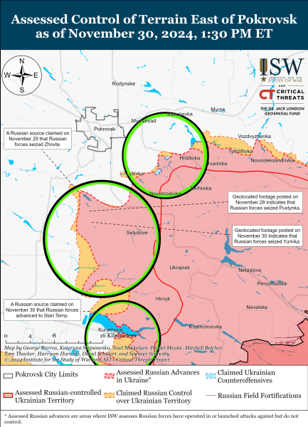 Mappa delle operazioni militari del 1° dicembre 2024 - situazione al fronte