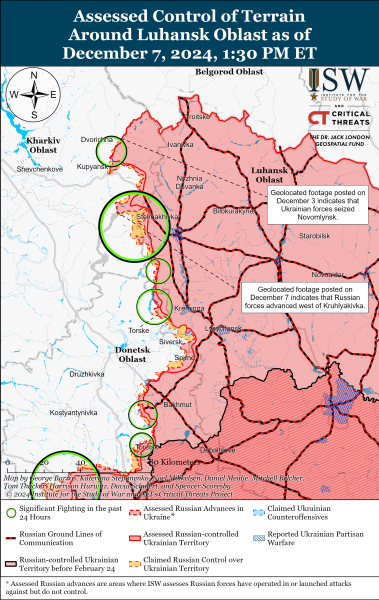 Mappa delle operazioni militari dell'8 dicembre 2024 - situazione al fronte