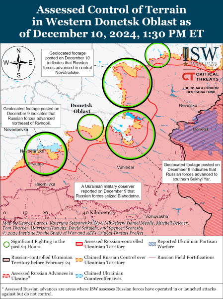 Mappa delle operazioni militari per l'11 dicembre 2024 - situazione al fronte