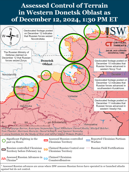 Mappa delle operazioni militari per il 13 dicembre 2024 - situazione al fronte