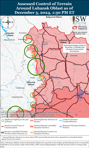 Mappa delle operazioni militari del 6 dicembre 2024 - situazione al fronte