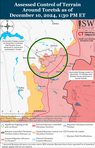 Mappa delle operazioni militari dell'11 dicembre 2024 - situazione al fronte