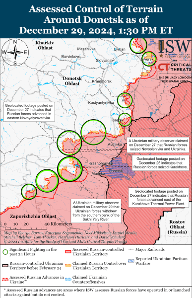 Mappa delle operazioni militari al 30 dicembre 2024 - situazione al fronte