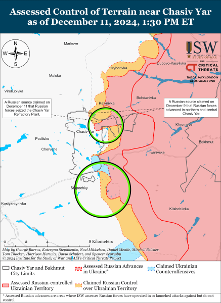 Mappa delle operazioni militari al 12 dicembre 2024 - situazione al fronte