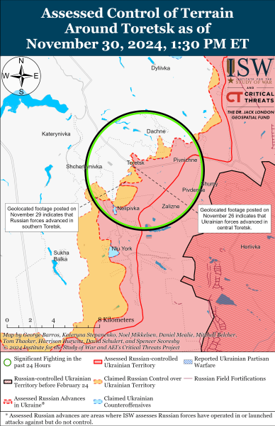 Mappa delle operazioni militari per il 1 dicembre 2024 - situazione al fronte